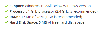 system requirements